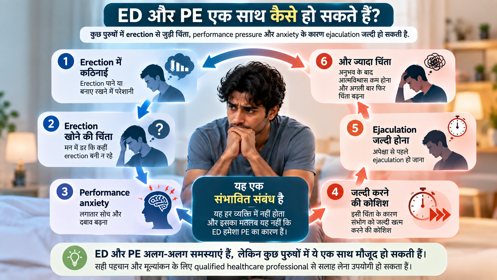 Erectile Dysfunction, performance anxiety और premature ejaculation के बीच possible cycle