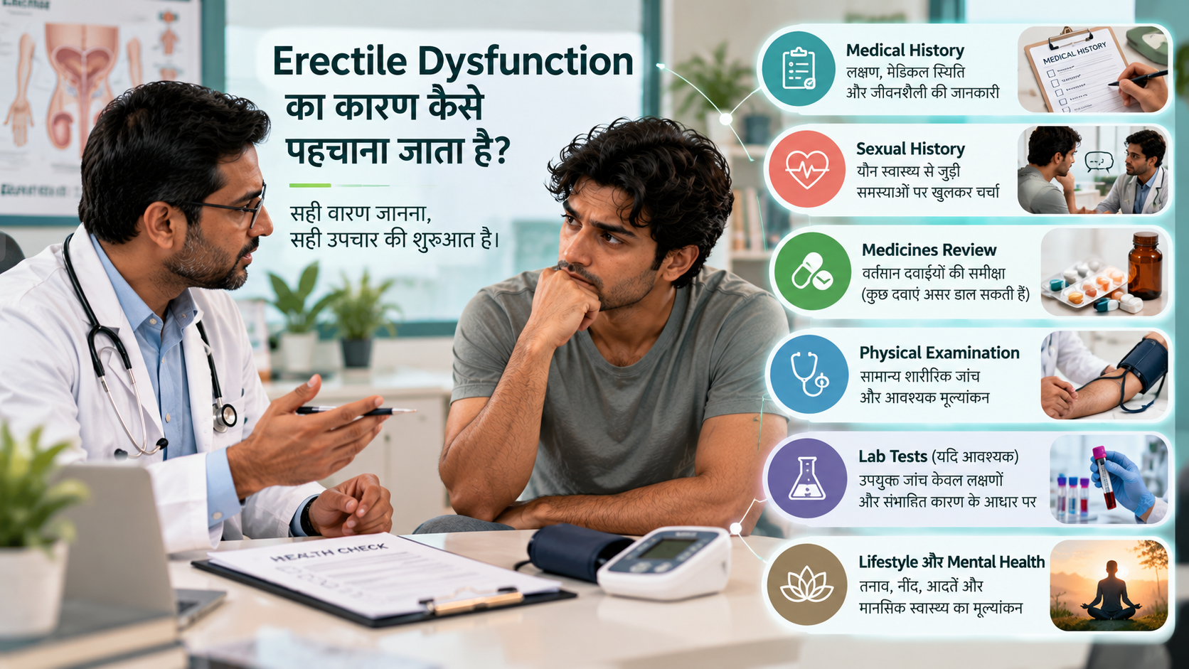 Erectile Dysfunction के लिए doctor consultation और medical evaluation